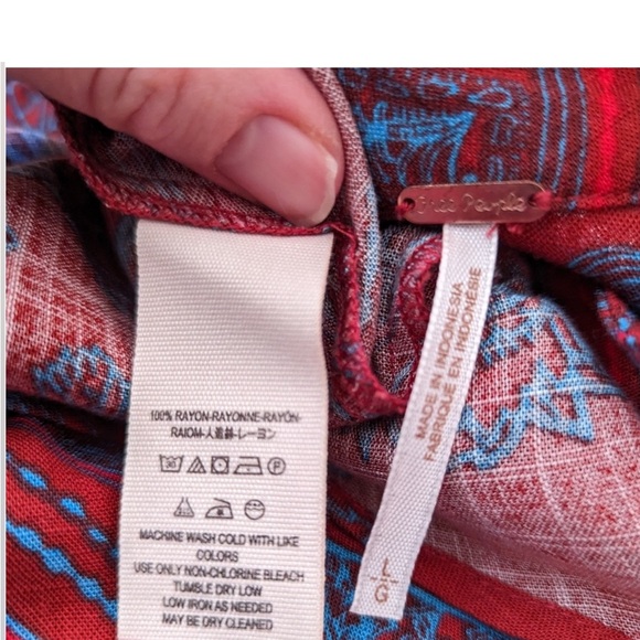 FREE PEOPLE walking on a dream tunic top red blue combo large boho - Picture 3 of 5